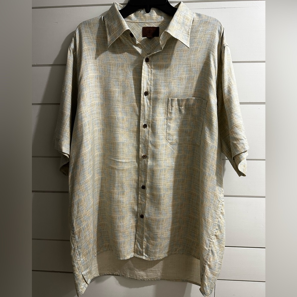 Born Mens Silk Shirt Button Up Short Sleeve Size Xl